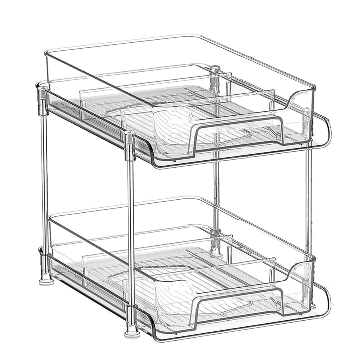 HASTHIP 2 Tier Desk Storage Organizer, Clear PET Organizers Pull Out Sliding Desk Organizers Makeups Organizers Double Layer Desk Organizers for Office, Kitchen, Bathroom, Dressing Table HASTHIP 2 Tier Desk Storage Organizer, Clear PET Organizers Pull Out Sliding Desk Organizers Makeups Organizers Double Layer Desk Organizers for Office, Kitchen, Bathroom, Dressing Table